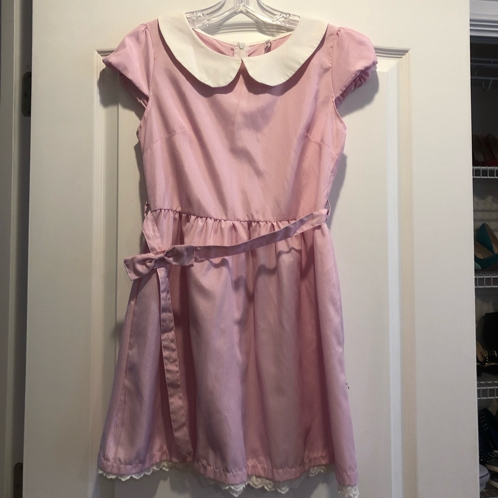 Pink Peter Pan Collar Dress with Waist Tie. Eleven Dress Costume